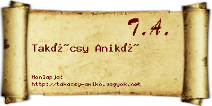 Takácsy Anikó névjegykártya